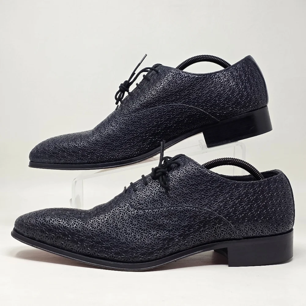 Gianni Fioretti Men's Navy Blue Leather Shoes Made In Italy Size 44 Pre-owned